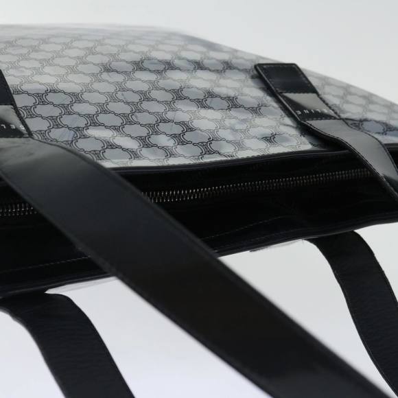 CELINE Macadam Canvas Tote Bag Enamel Silver Black Auth 70632 - Picture 7 of 16